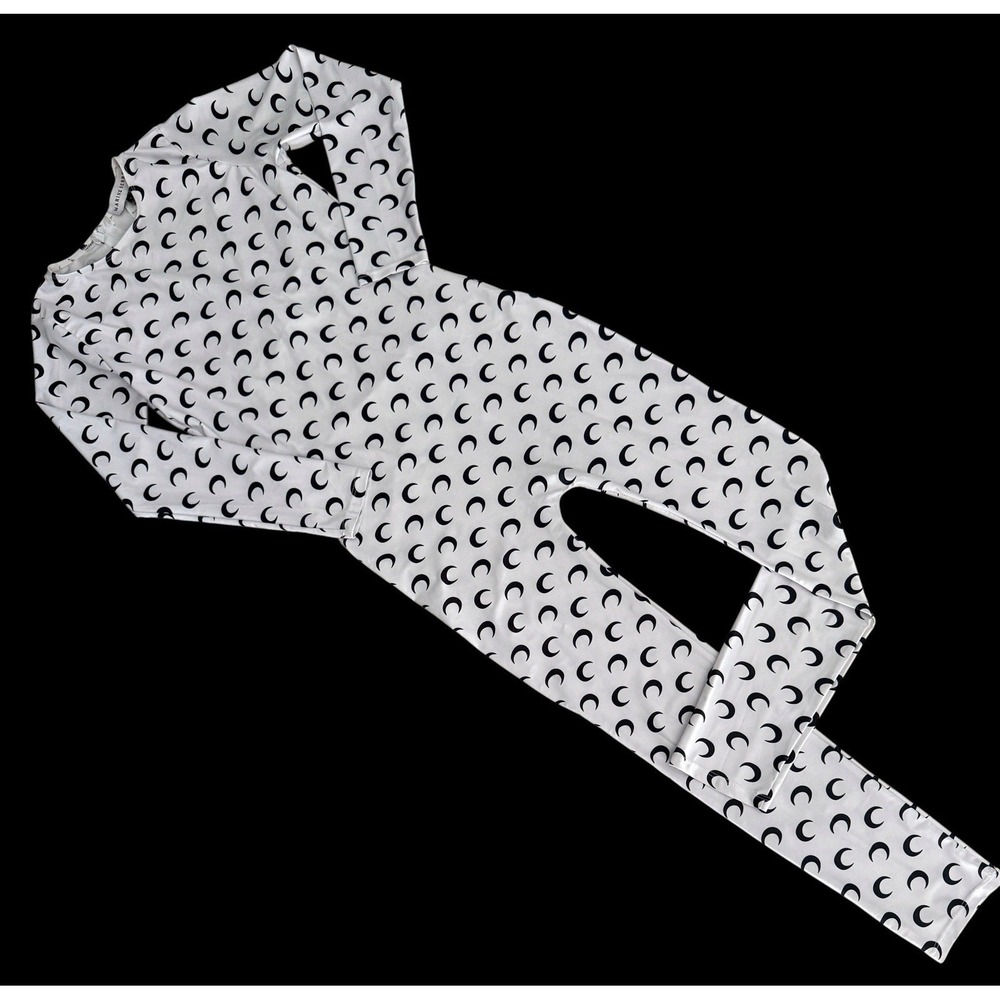 Marine Serre Jumpsuit Baselayer L Crescent Moon White Jersey Catsuit $660